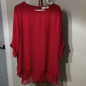 Cato Red Flowy Blouse